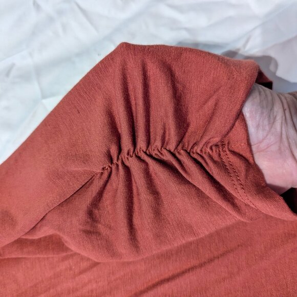 Kim Rogers Rust 3/4 Sleeve Mock Neck Top XL Casual Stretch NWT - Picture 2 of 6